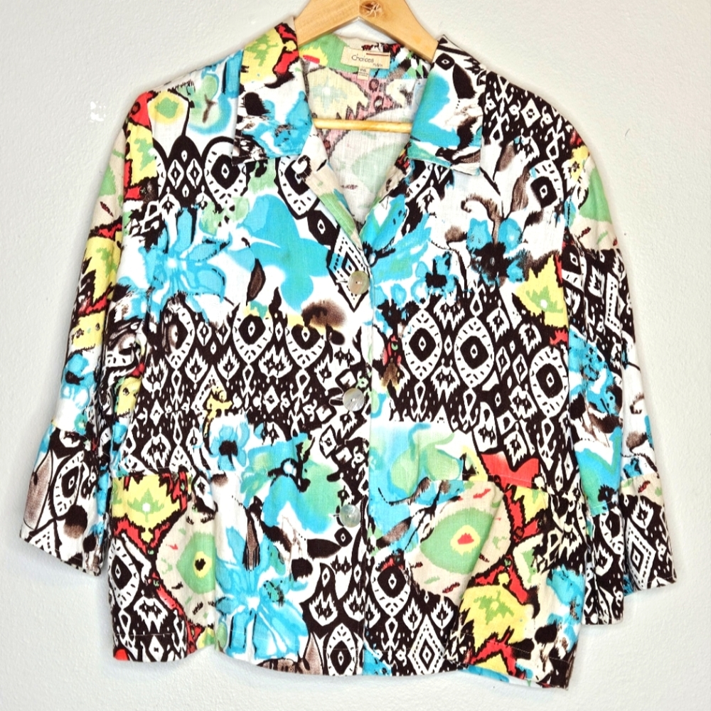 Choices Multi-colored Lightweight Jacket or Button Down Shirt Size Petite XL